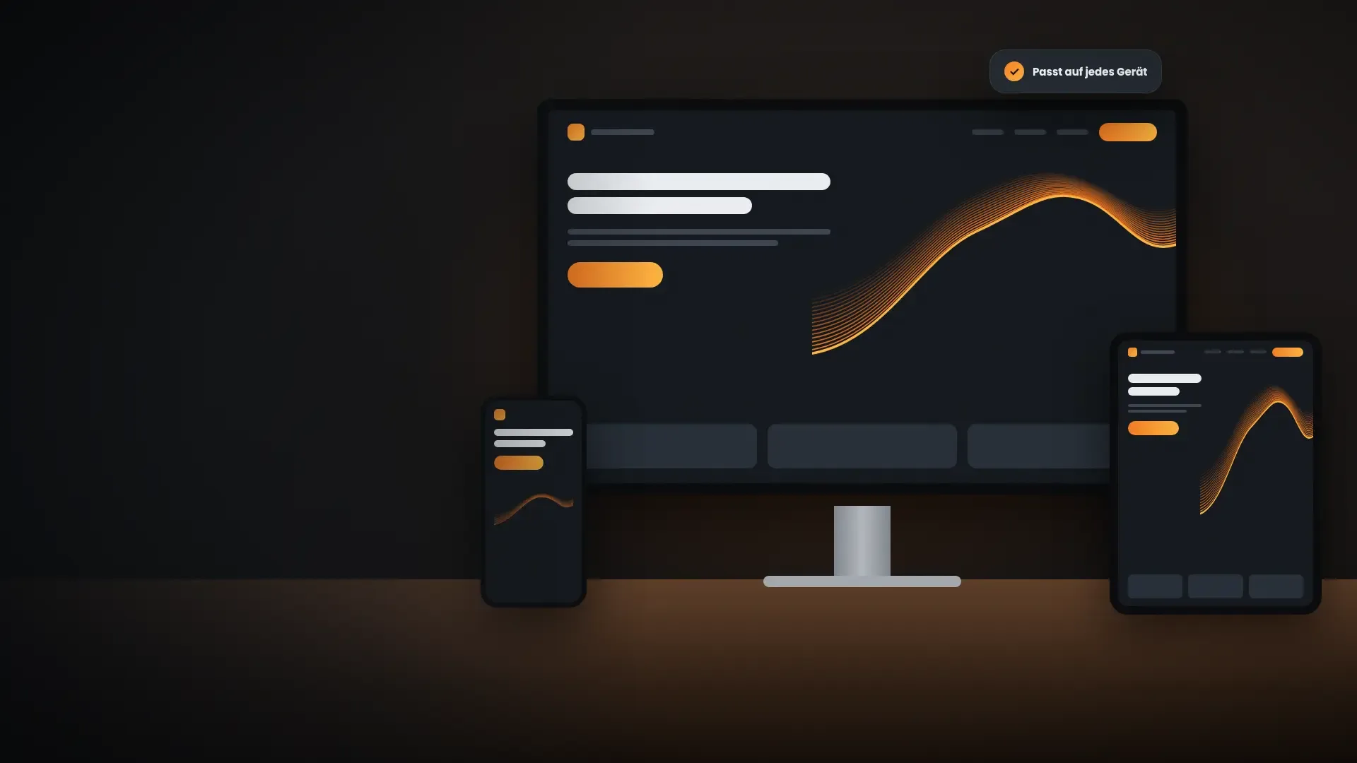 Symbolische Darstellung einer responsiven Website auf mehreren Geräten
