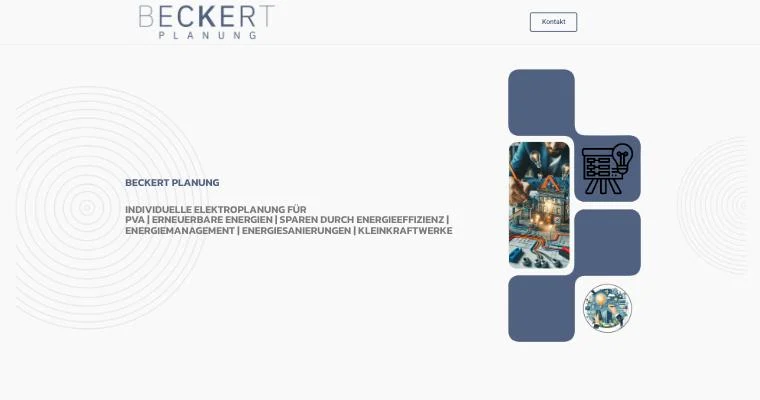 Screenshot der Website von Beckert Planung