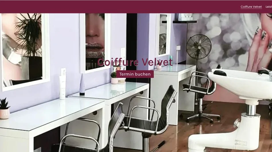Screenshot der Website von Coiffure Velvet