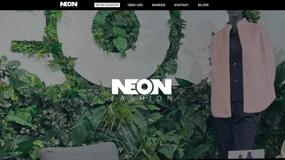 Screenshot der Website von Neon Fashion